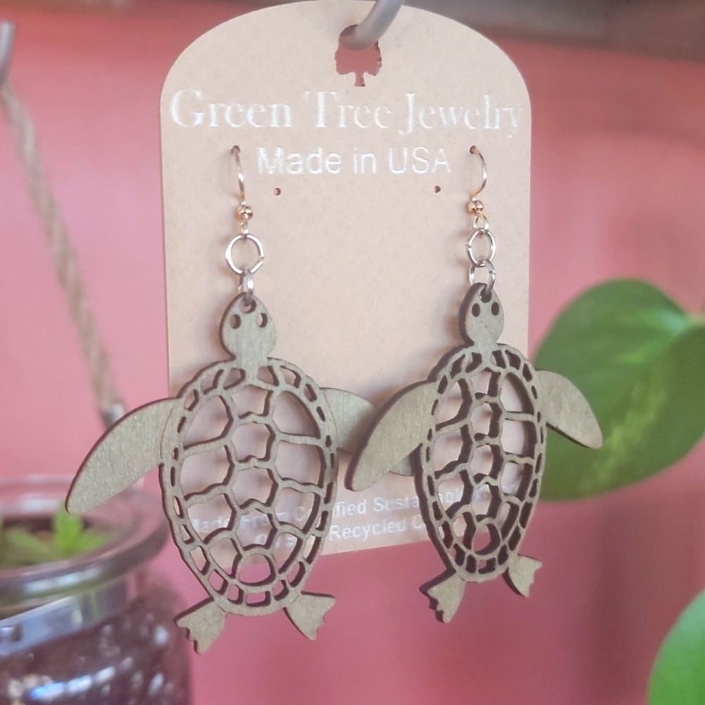Wooden Turtle Earrings 🐢 ❤️